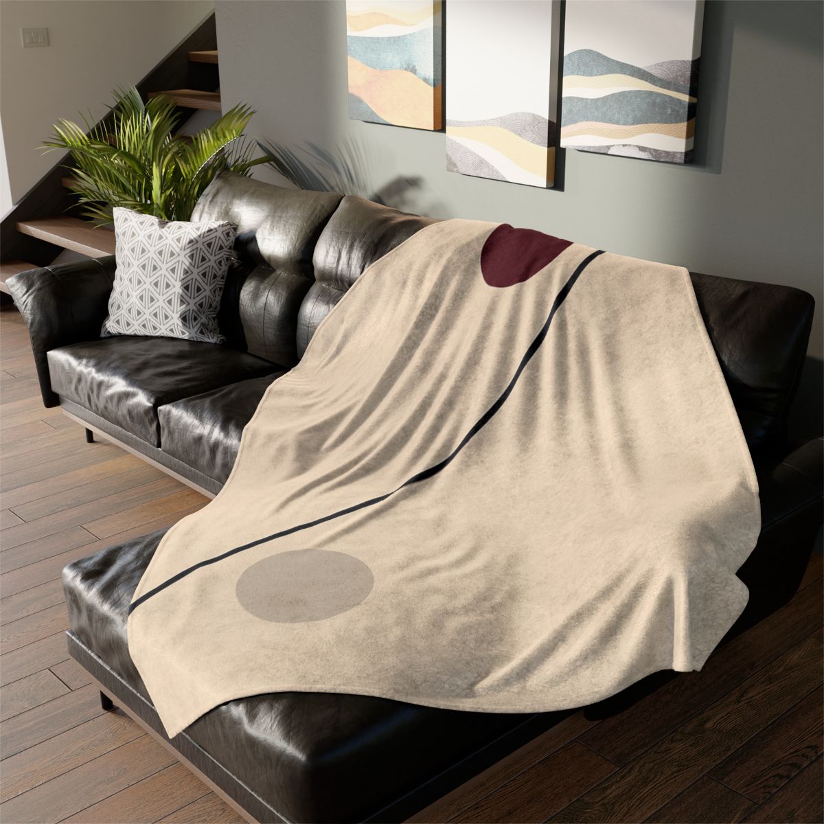 Diagonal Line And Twin Circles soft fleece blankets