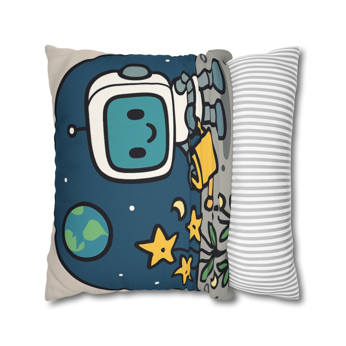 Moon Garden Robot And Space Sprouts designer print pillow cases