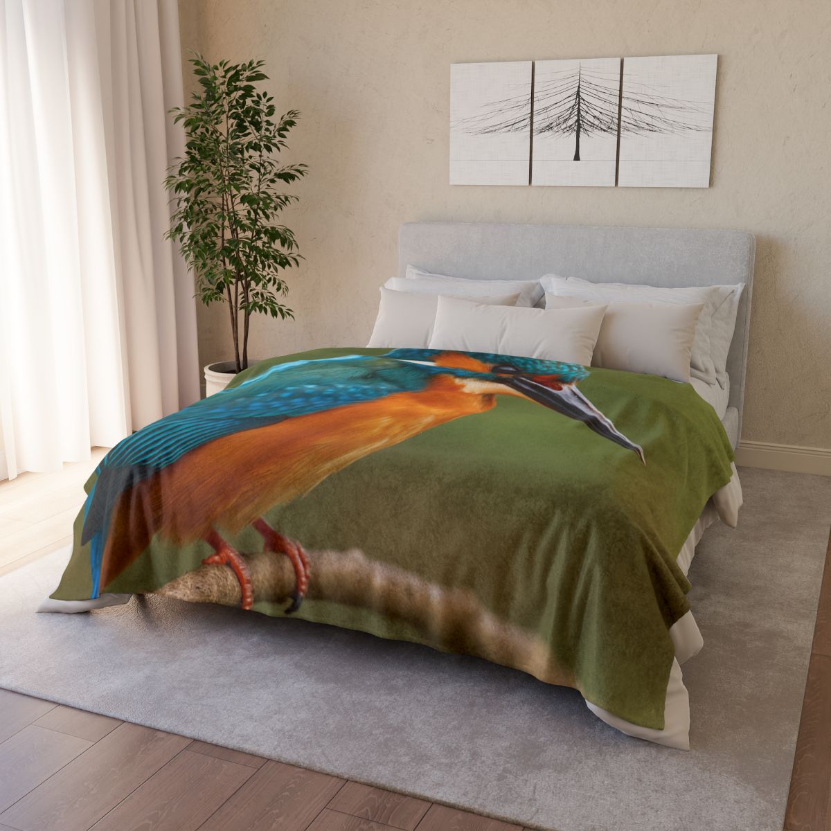 Emerald Flash Kingfisher unique gift blankets