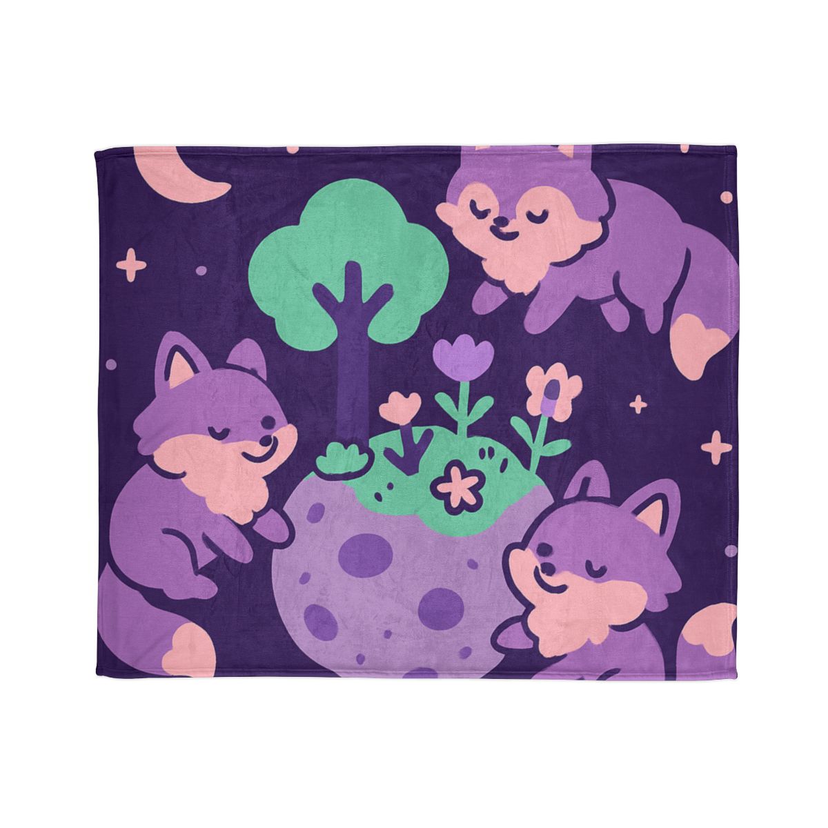 Galaxy Garden Of Floating Foxes decorative home blankets