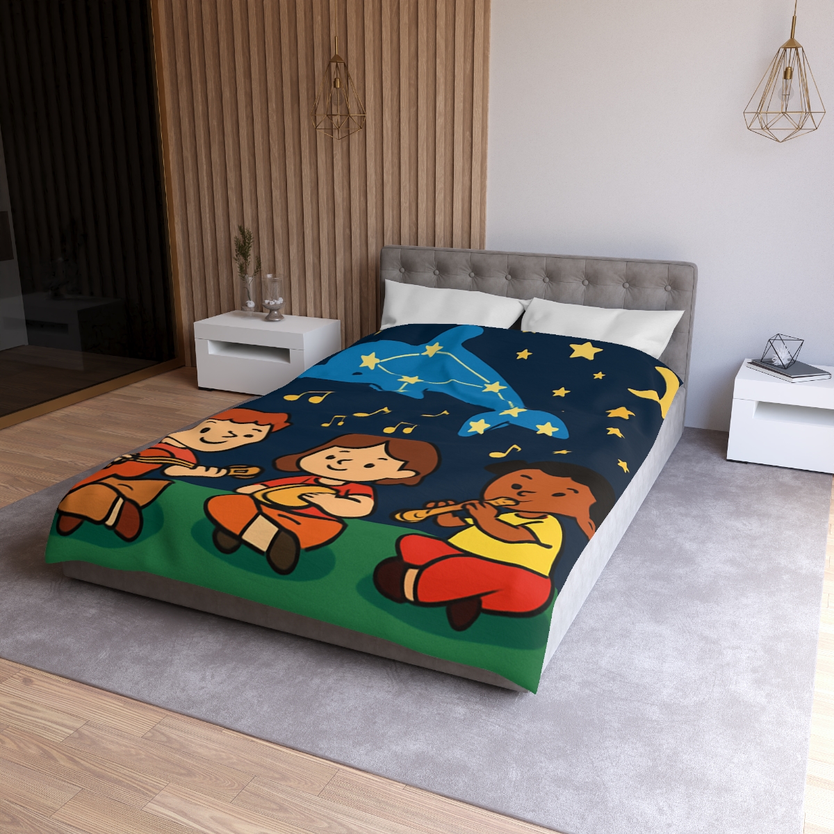 Starlight Orchestra Of The Dolphin Constellation unique patterned duvets