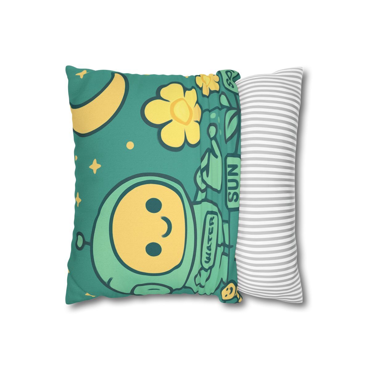 Robot Gardener And The Moonflower Patch soft cotton pillow cases