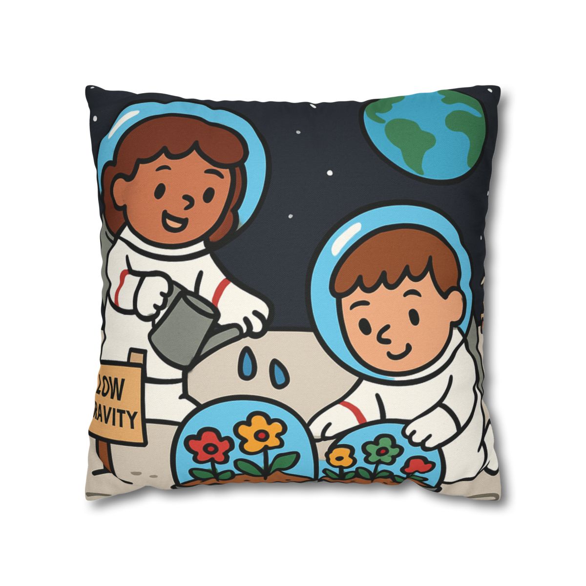 Gravity Garden On The Moon soft cotton pillow cases