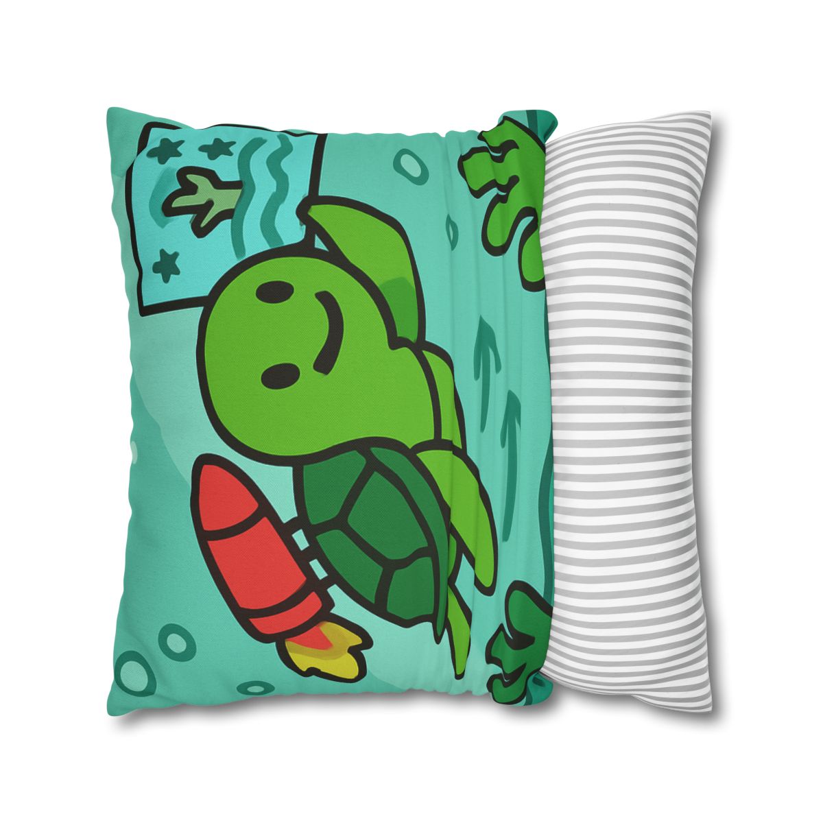 Underwater Rocket Turtle designer print pillow cases