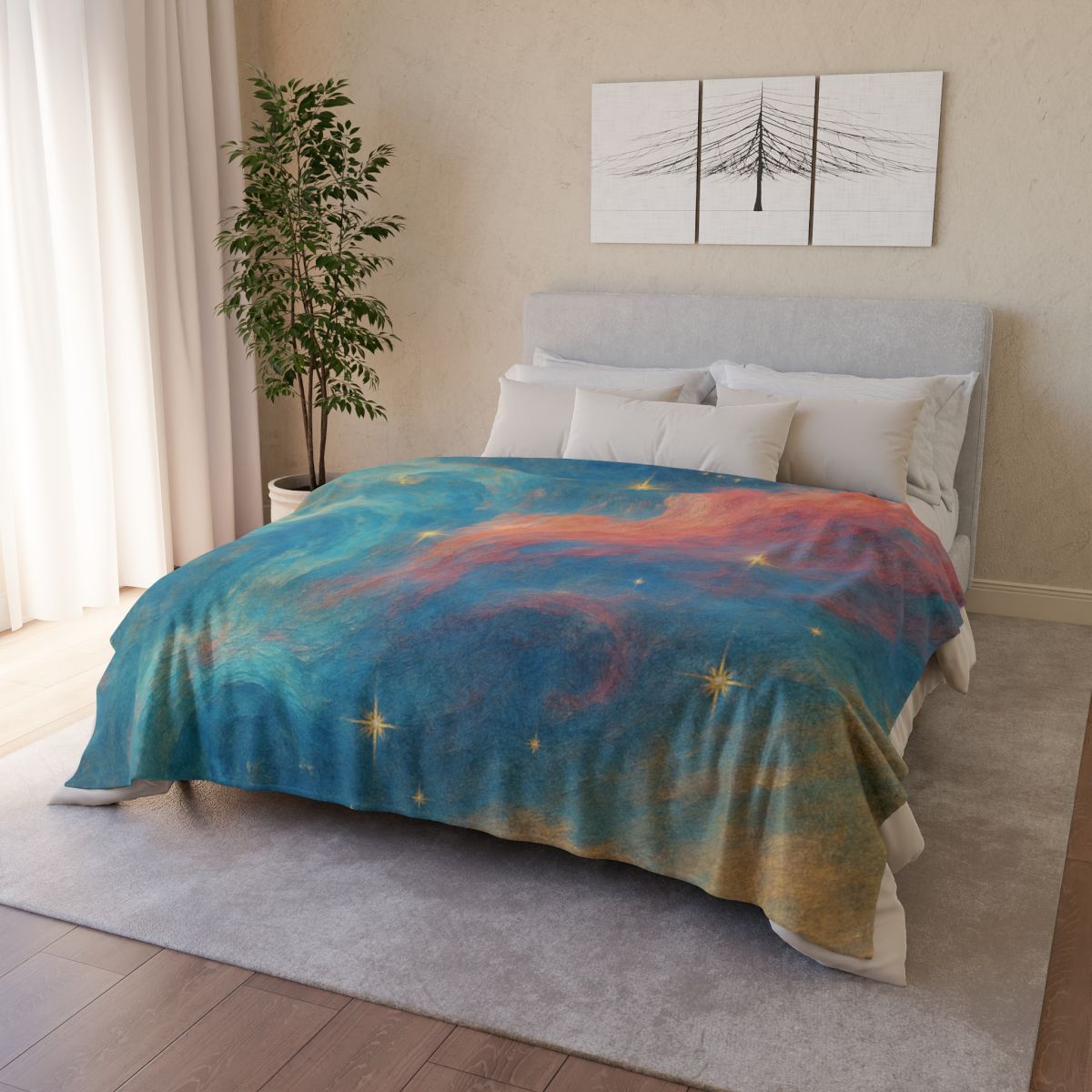 Chromatic Nebula Tidal Bloom decorative home blankets
