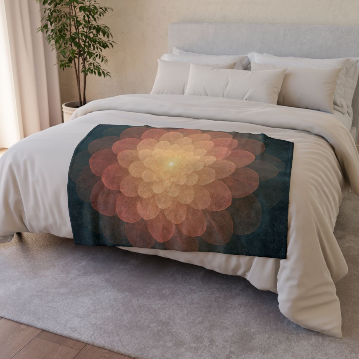 Celestial Petal Halo soft fleece blankets