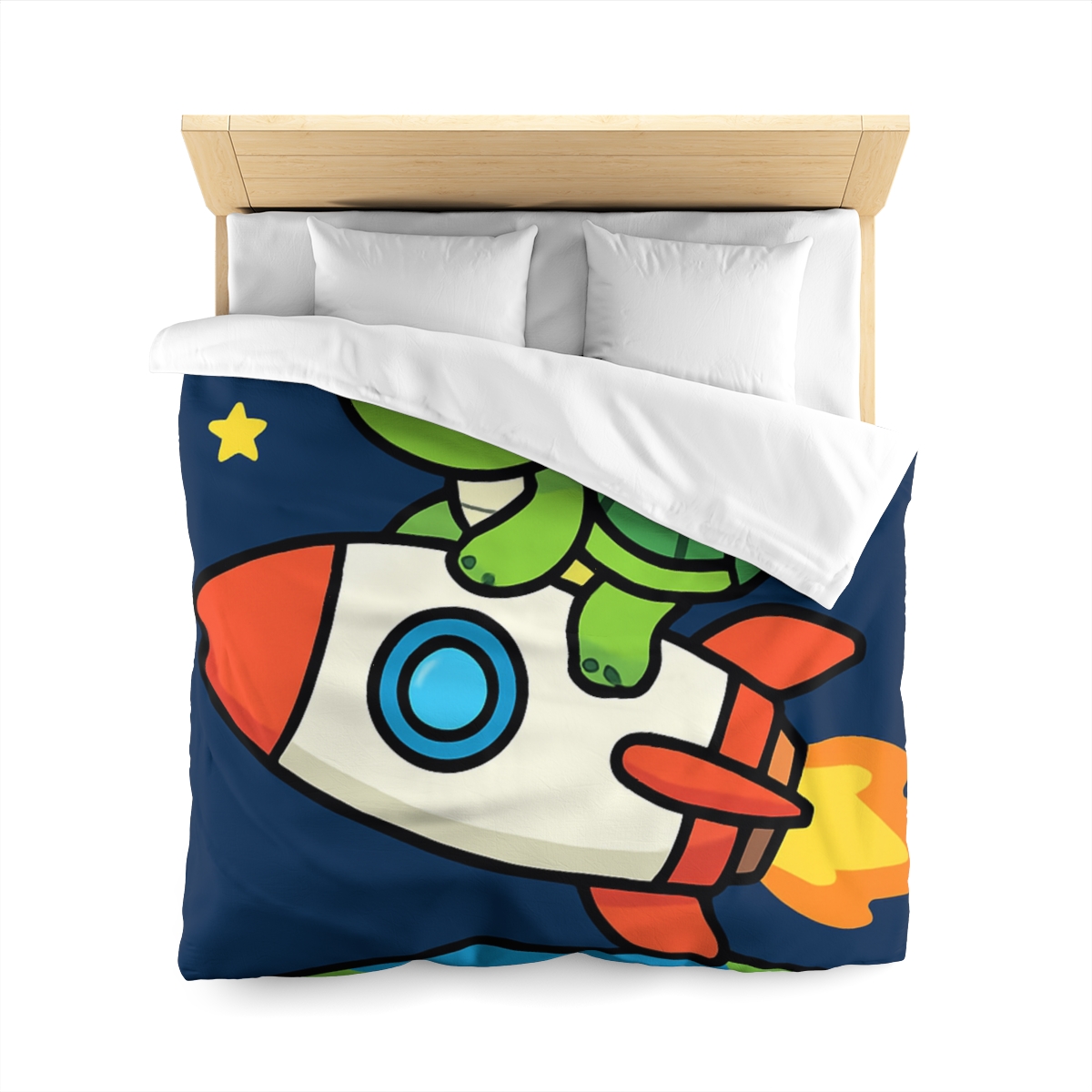 Rocket Riding Turtle To The Moon unique patterned duvets