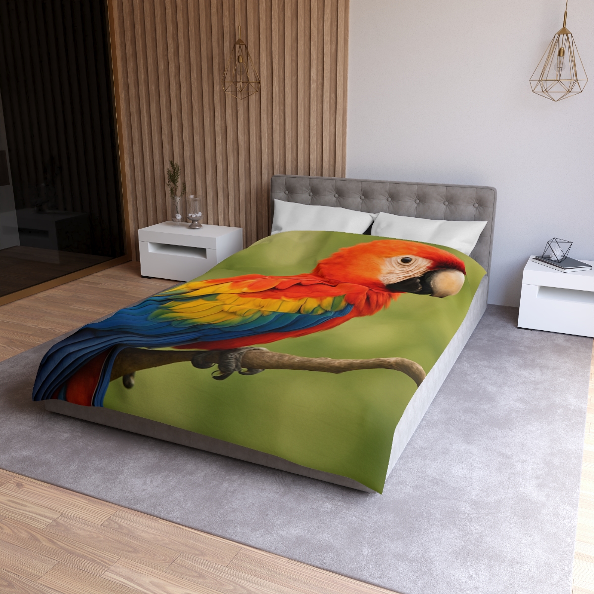 Crimson Cascade Scarlet Macaw custom duvets