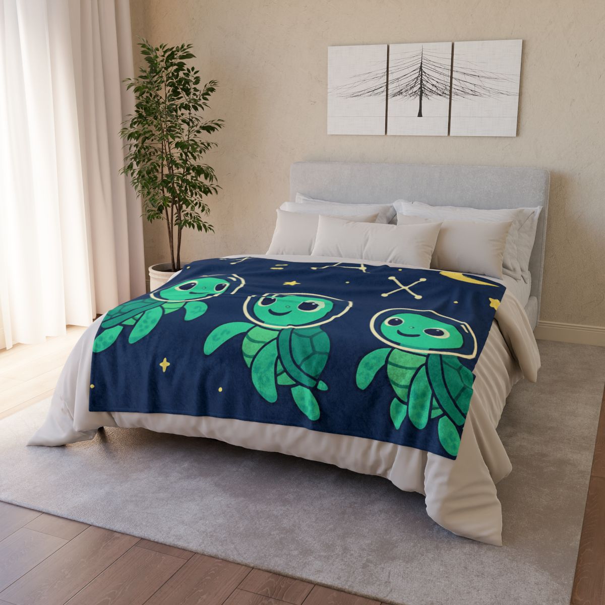 Space School Of The Curious Sea Turtles soft fleece blankets