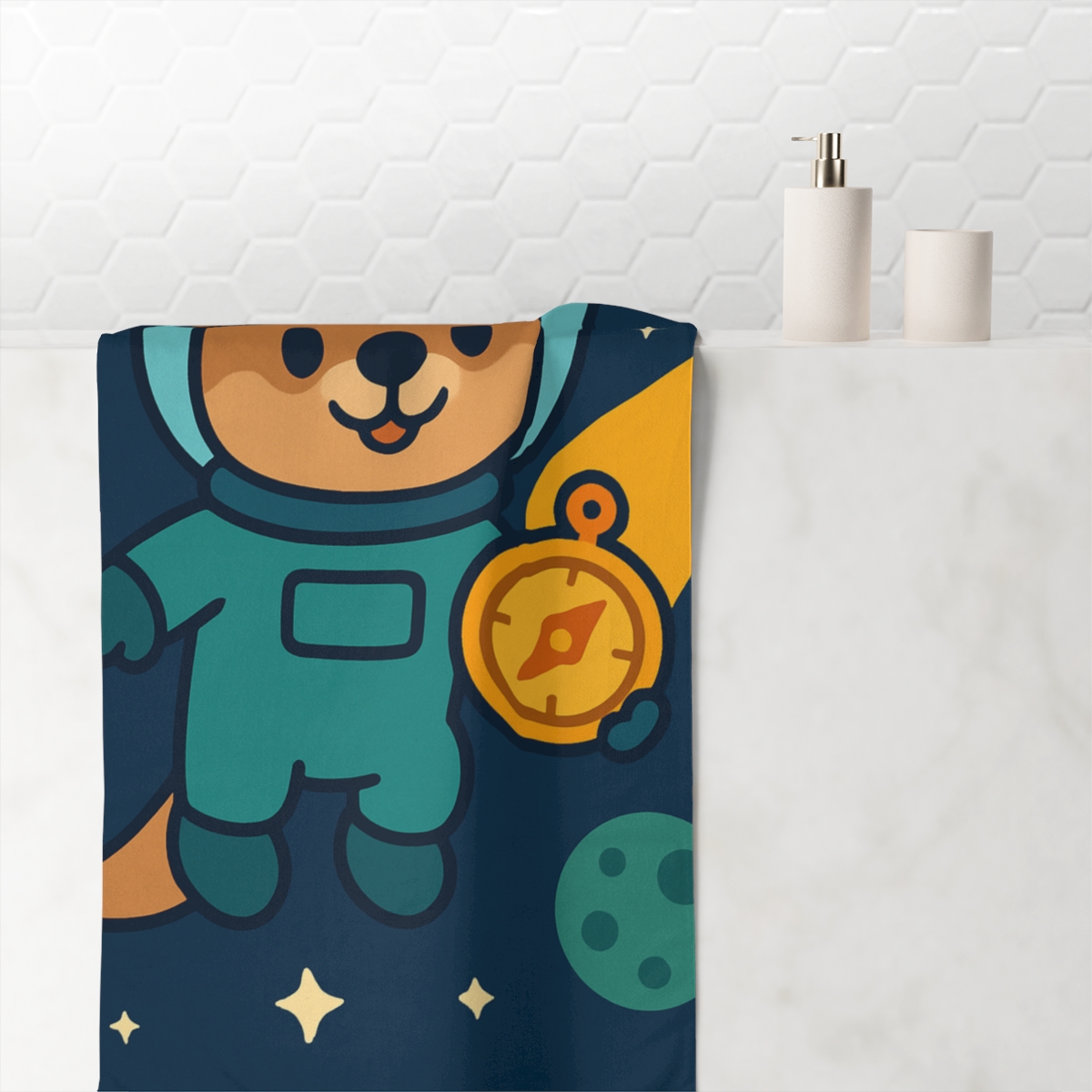 Astro Otter And The Comet Compass custom towels