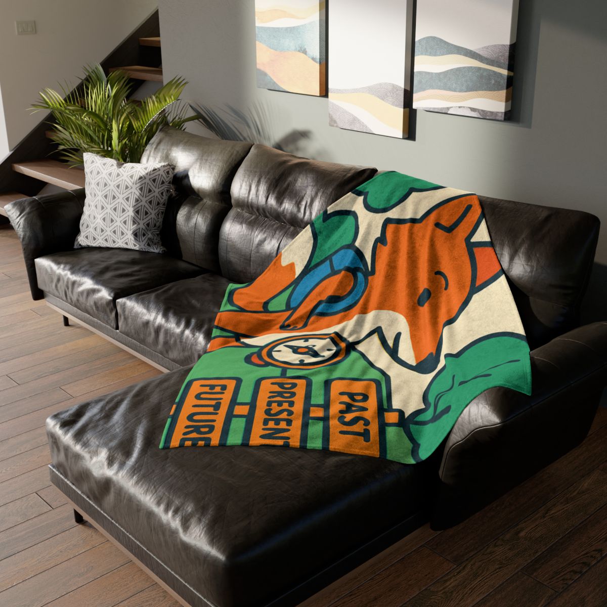 Time Traveling Forest Fox decorative home blankets