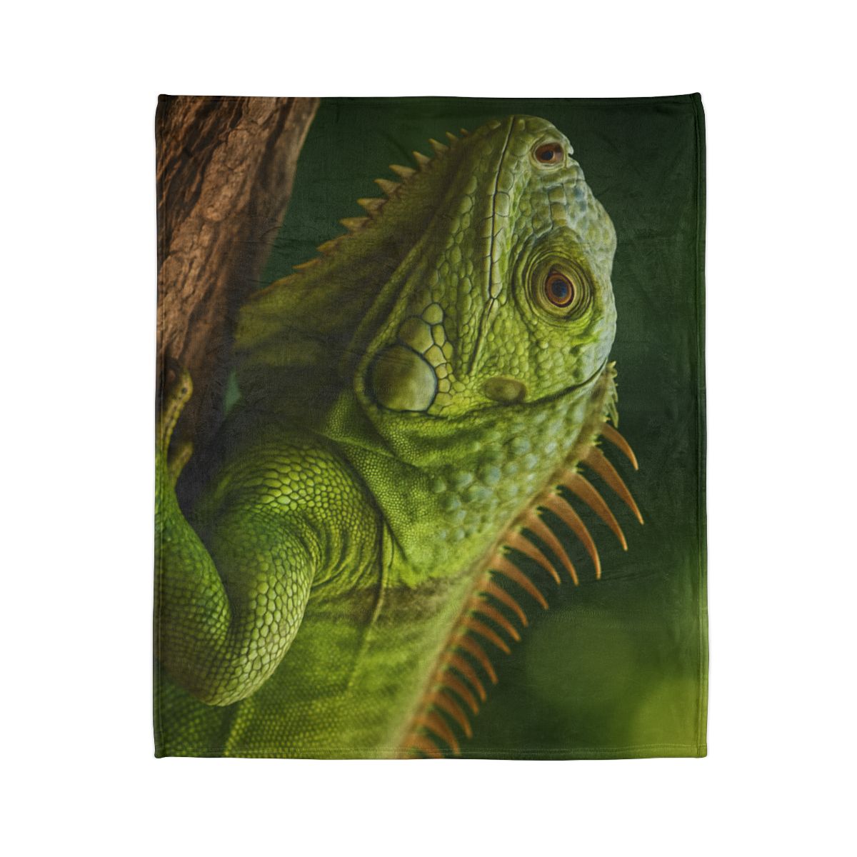 Verdant Gaze Green Iguana soft fleece blankets