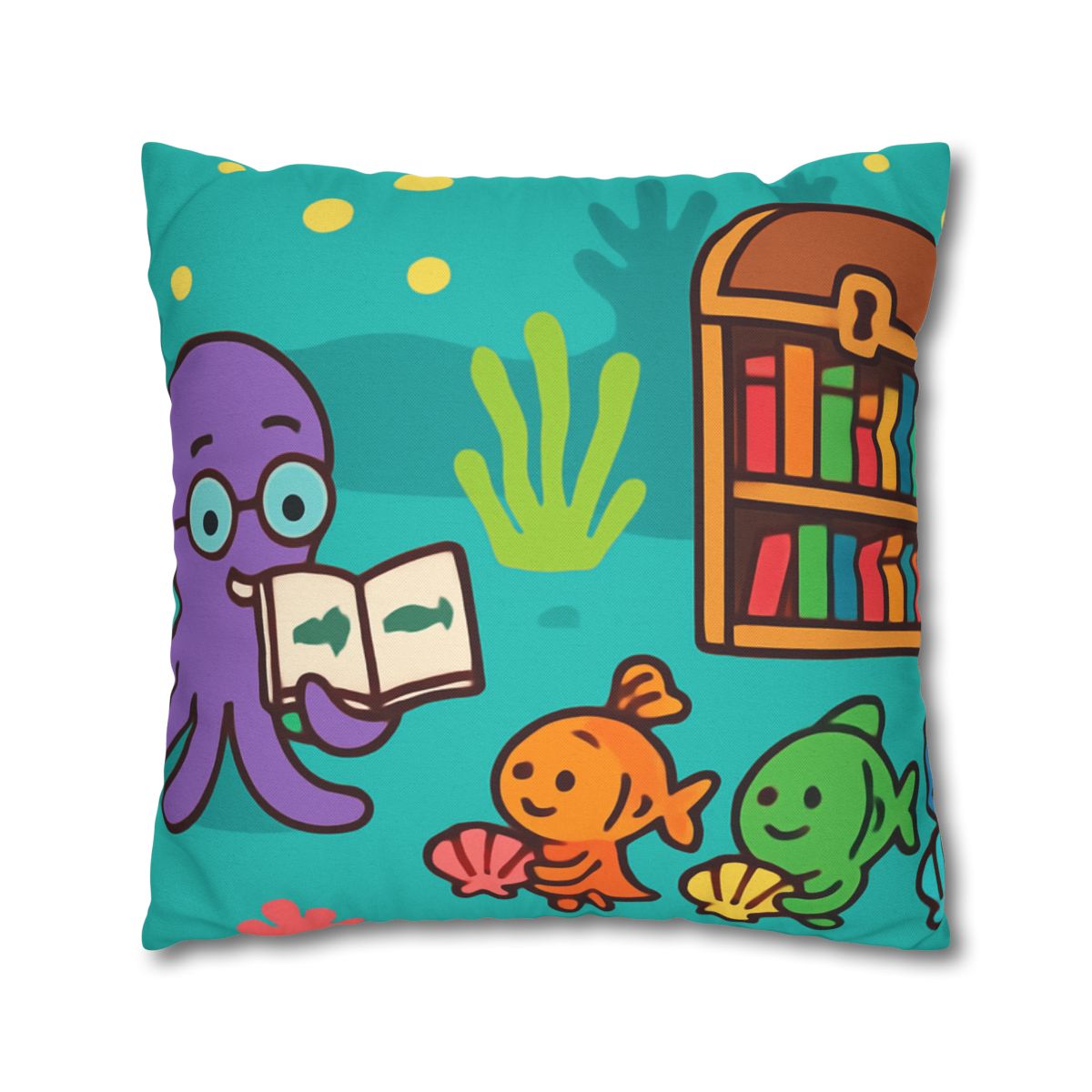 Coral Reef Library With The Octopus Librarian unique gift pillow cases