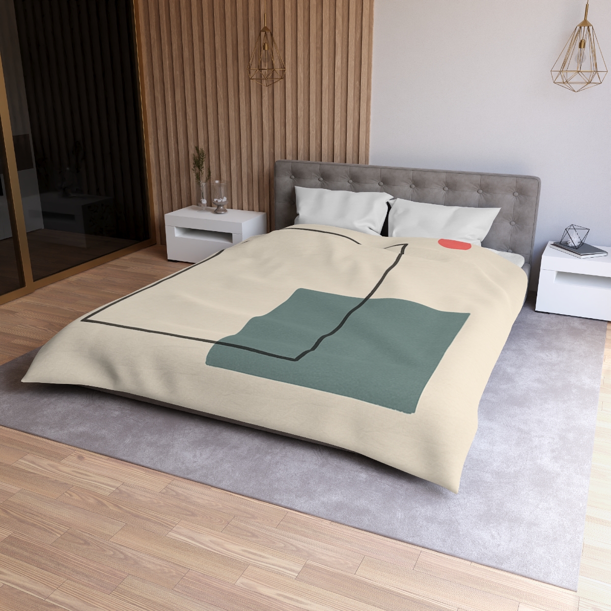 Open Frame With Quiet Spill designer printed duvets