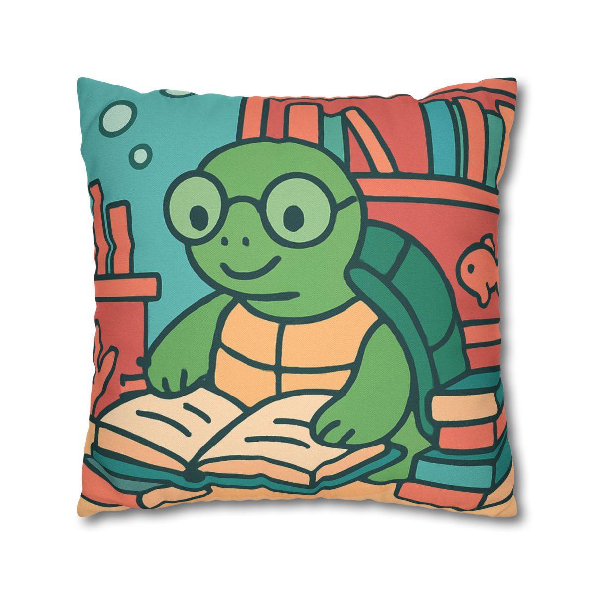 Underwater Library With Bookish Turtle unique gift pillow cases