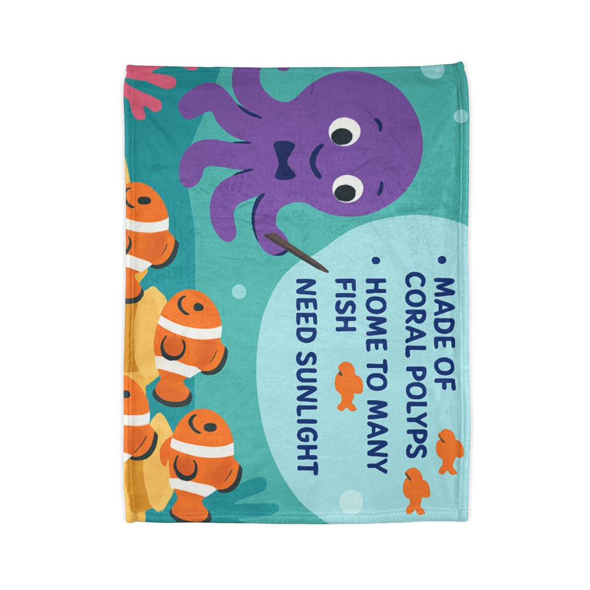 Coral Classroom With Professor Octopus warm winter blankets