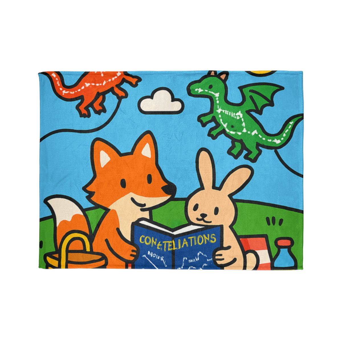 Sky Map Picnic With Dragon Kites trendy patterned blankets