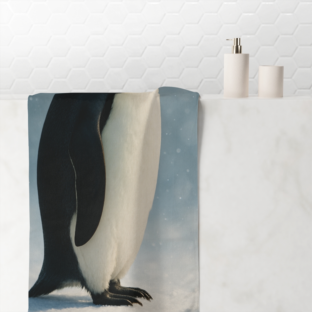 Aurora Drift Emperor Penguin soft cotton towels