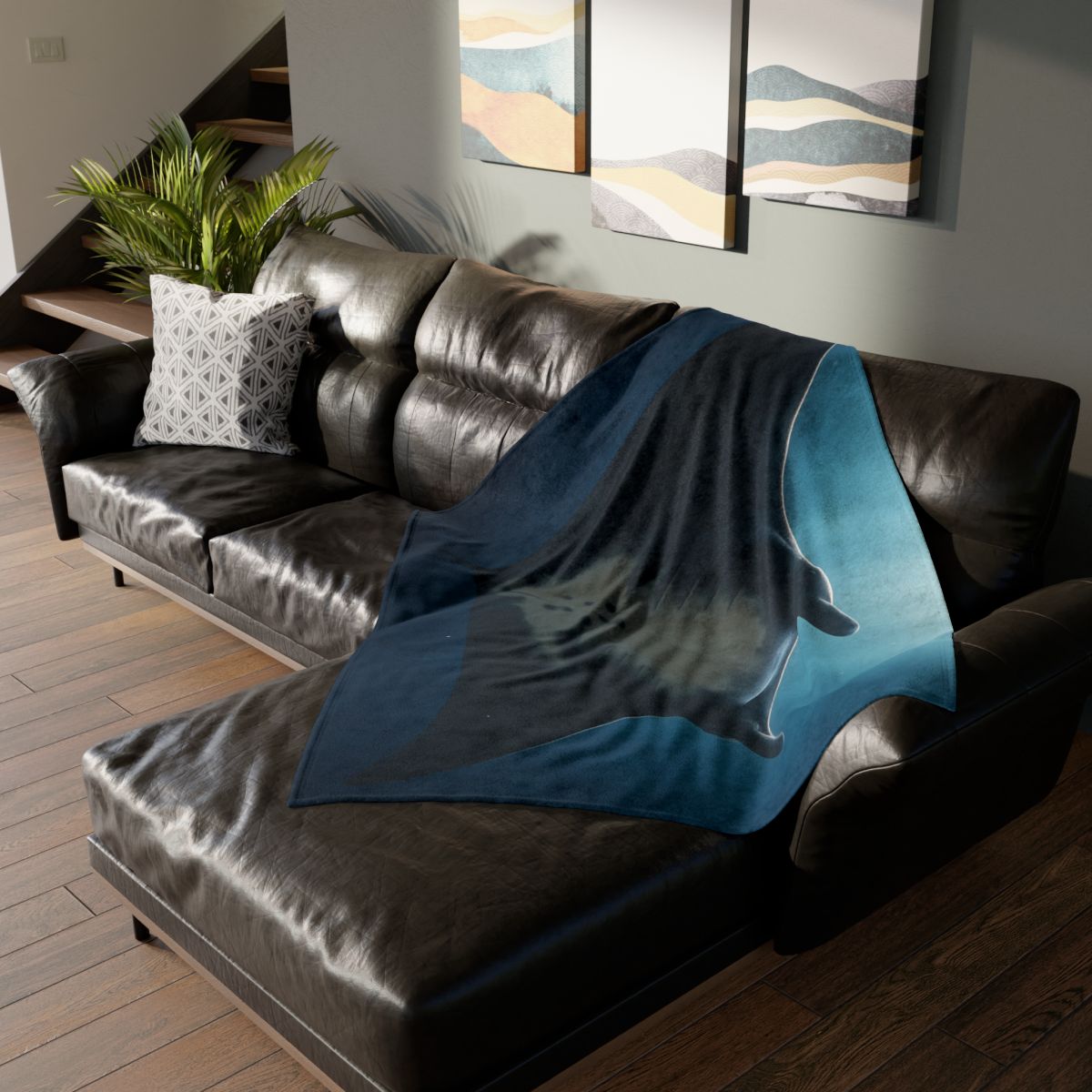 Manta Ray Moon Glide decorative home blankets
