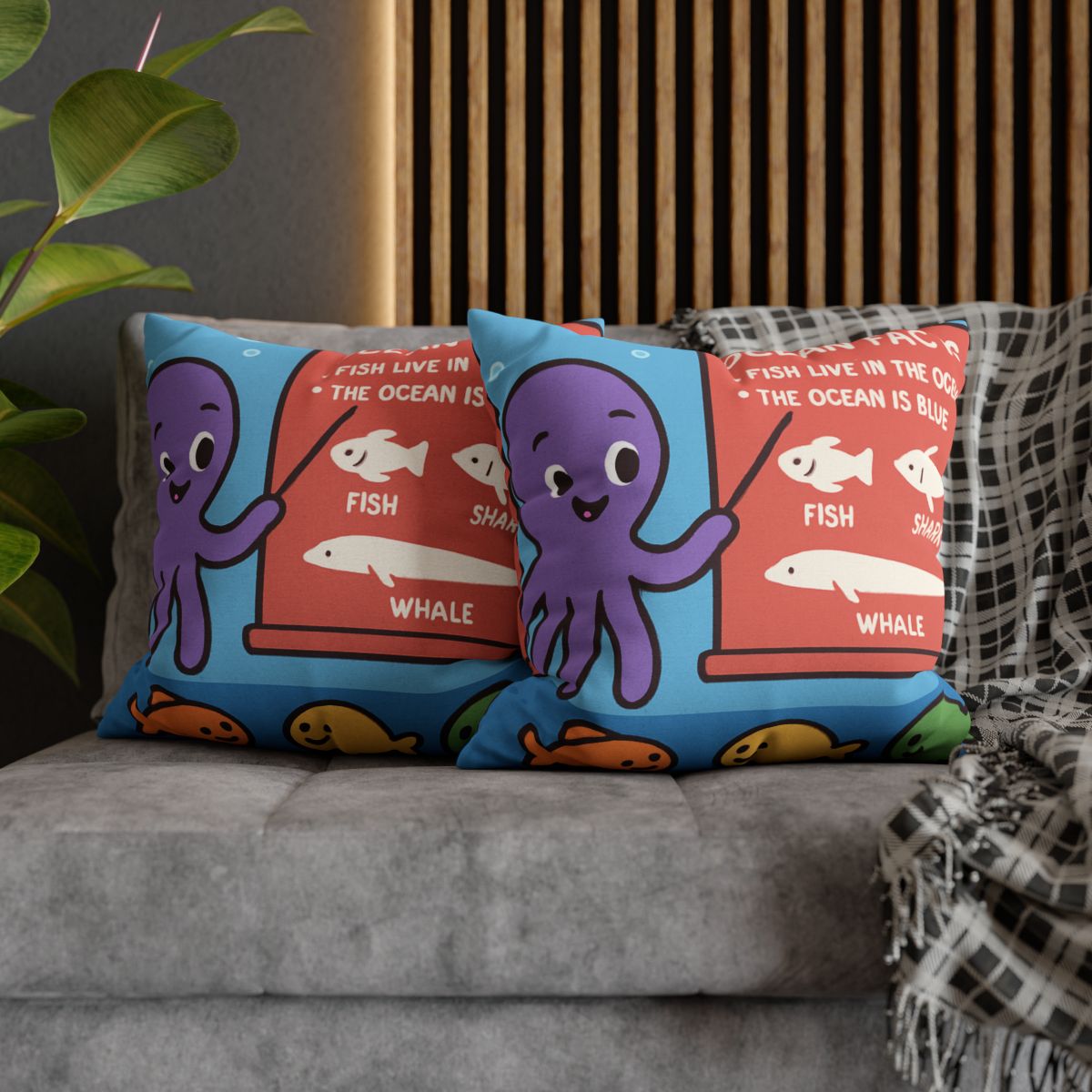 Coral Classroom With Professor Octopus soft cotton pillow cases