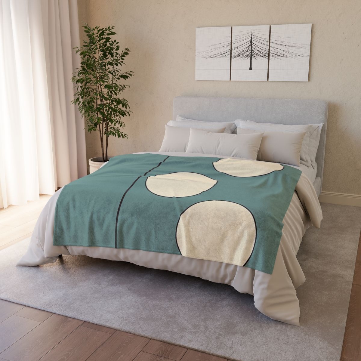 Staggered Trio Of Circles With Thin Divider soft fleece blankets