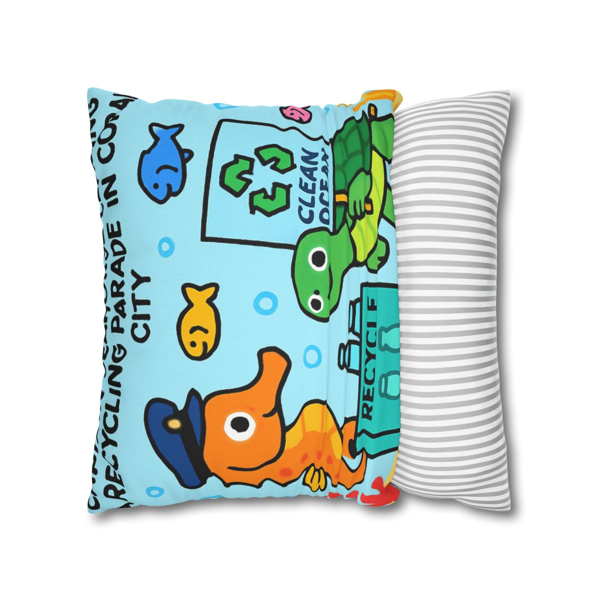 Coral City Recycling Parade With Captain Seahorse soft cotton pillow cases
