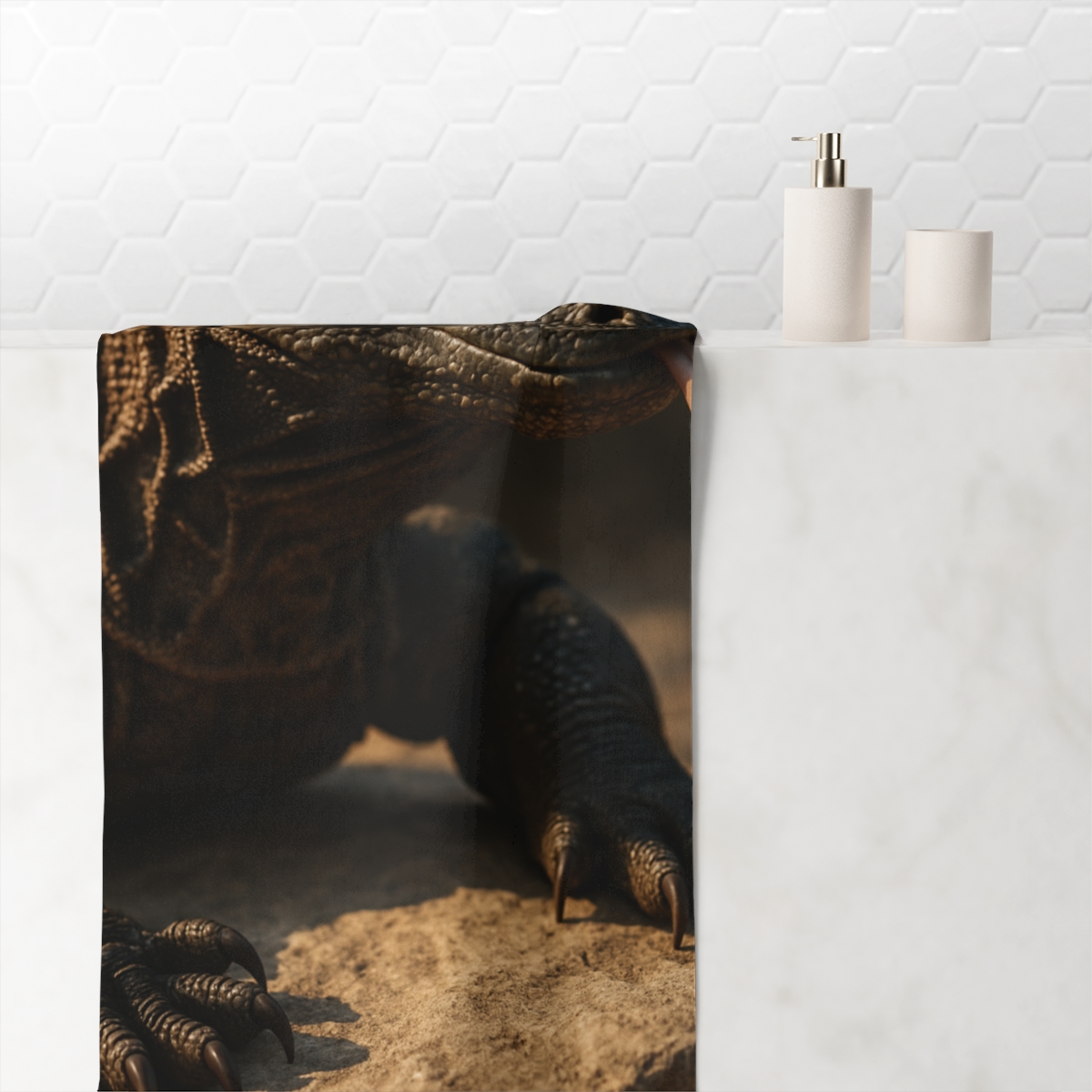 Ancient Sentinel Komodo Dragon stylish beach towels