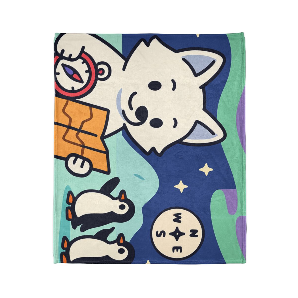 Aurora Fox And The Magnetic Map unique gift blankets