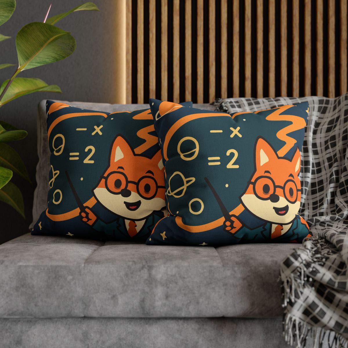 Comet Classroom With A Curious Fox designer print pillow cases