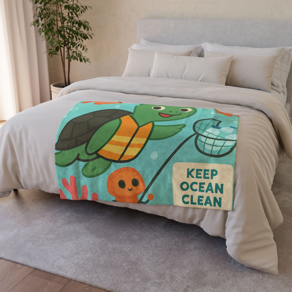 Coral Cleanup Turtle Patrol trendy patterned blankets