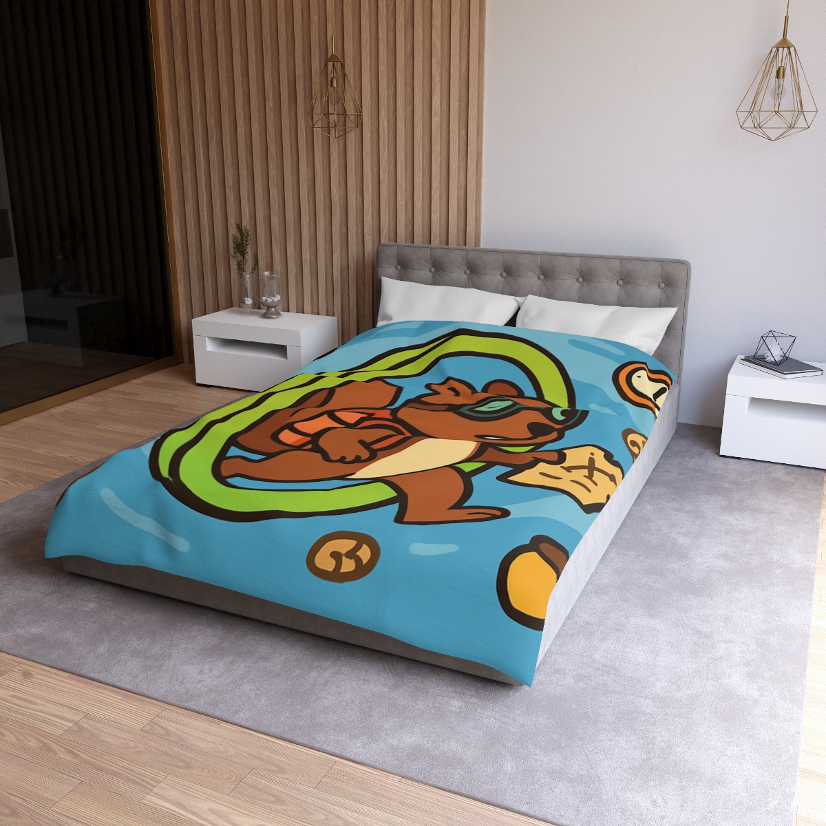 Time-Traveling Squirrel Explorer designer printed duvets