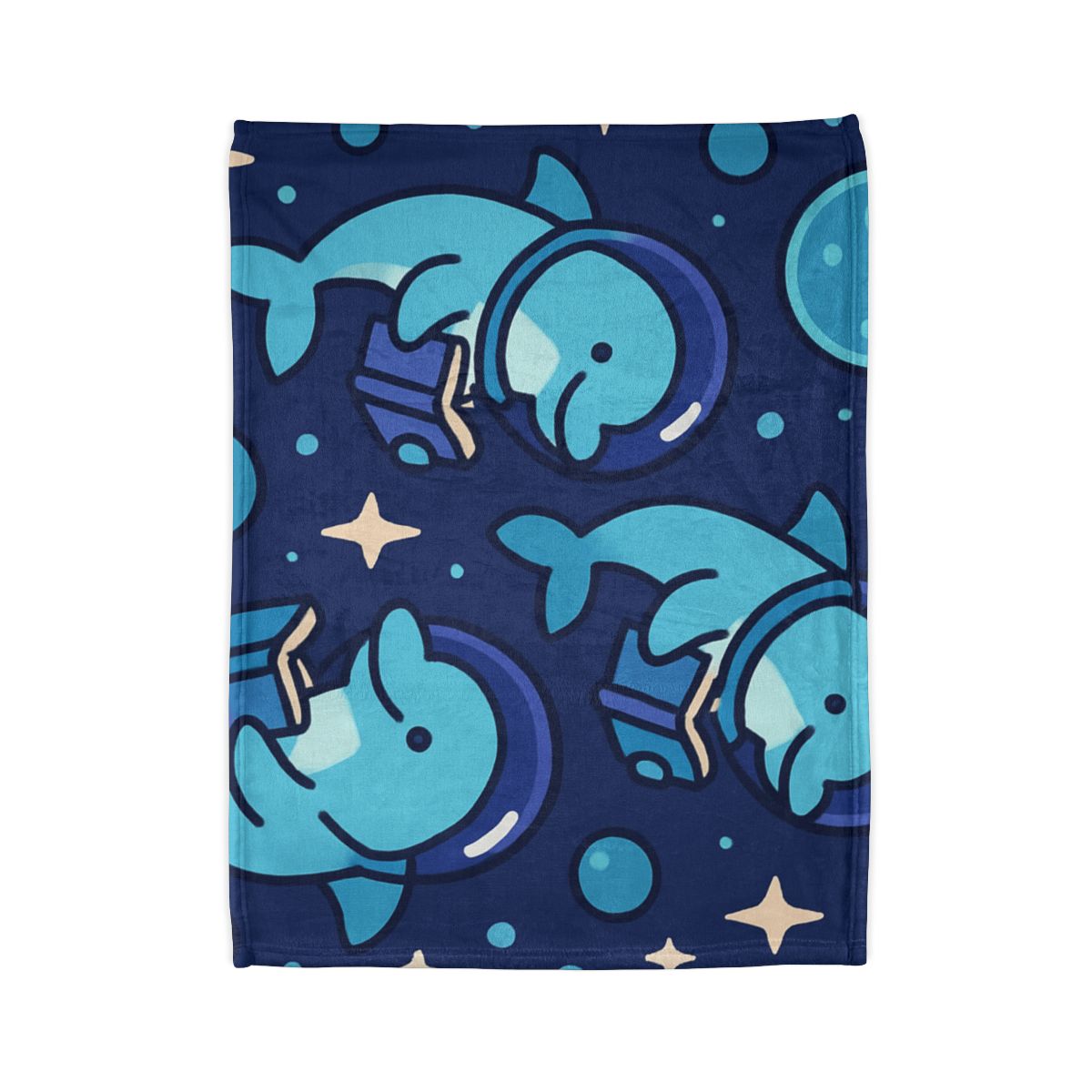 Space School Of Curious Dolphins soft fleece blankets