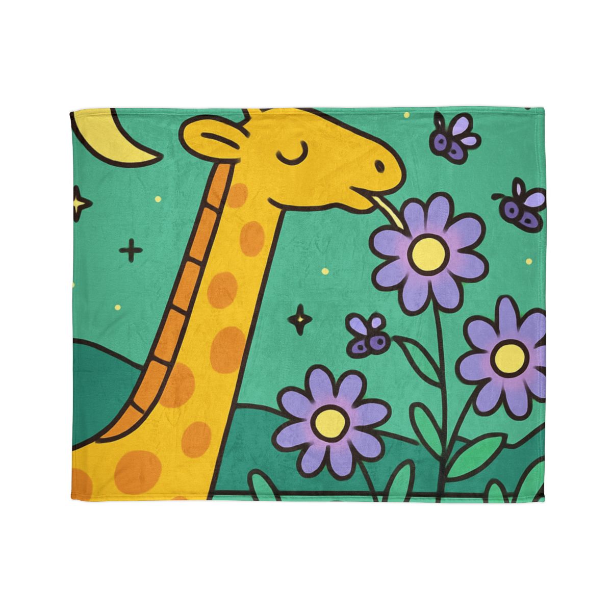 Galactic Garden Giraffe soft fleece blankets
