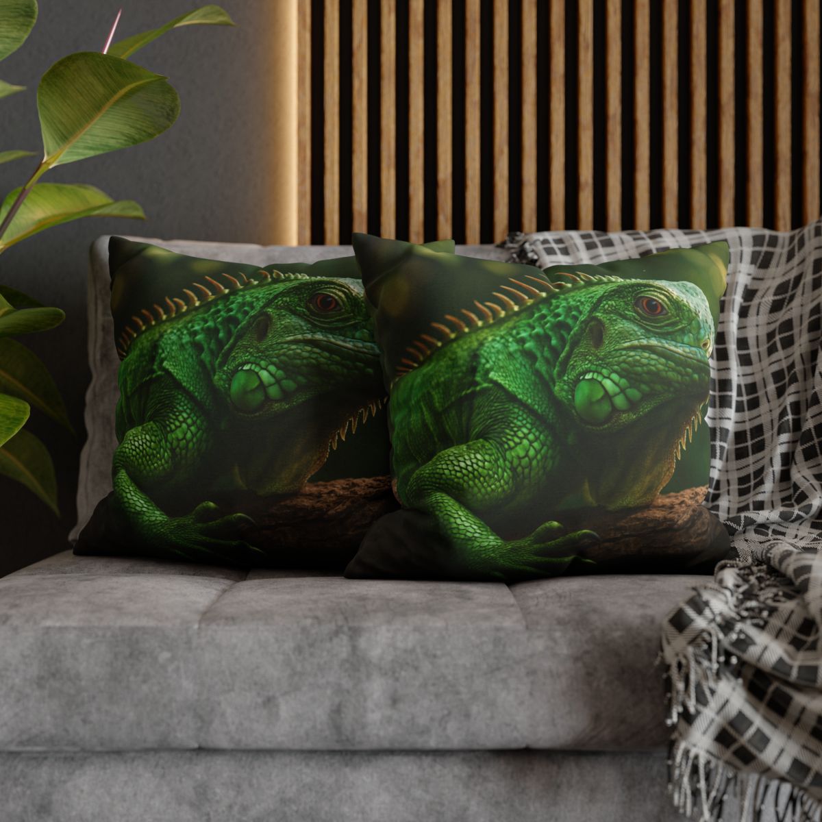 Emerald Gaze Green Iguana custom pillow cases
