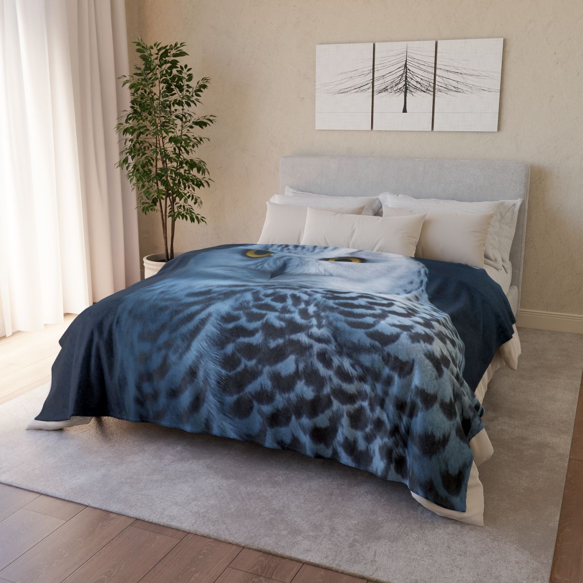 Midnight Watch Snowy Owl stylish throw blankets