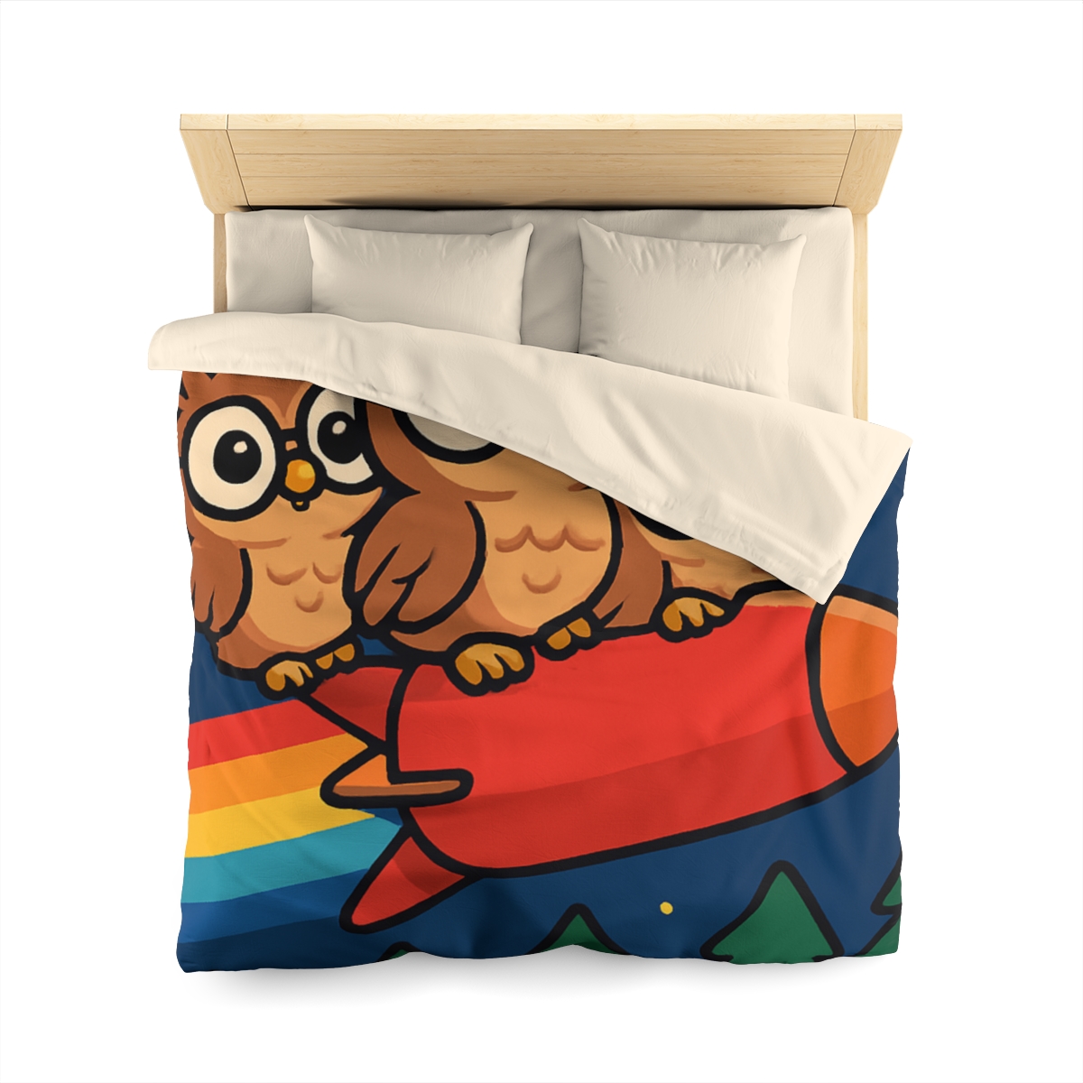 Rocket Riding Forest Owls warm winter duvets