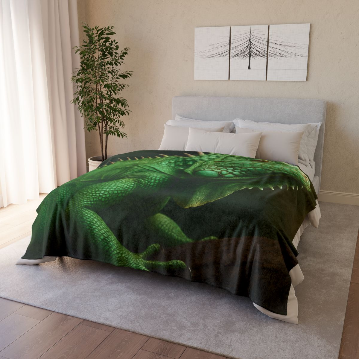Mirror Glide Green Iguana decorative home blankets