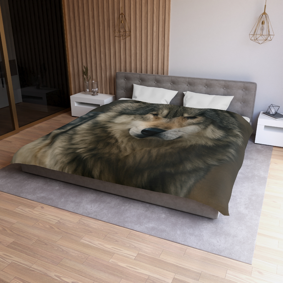 Ember Gaze Gray Wolf custom duvets