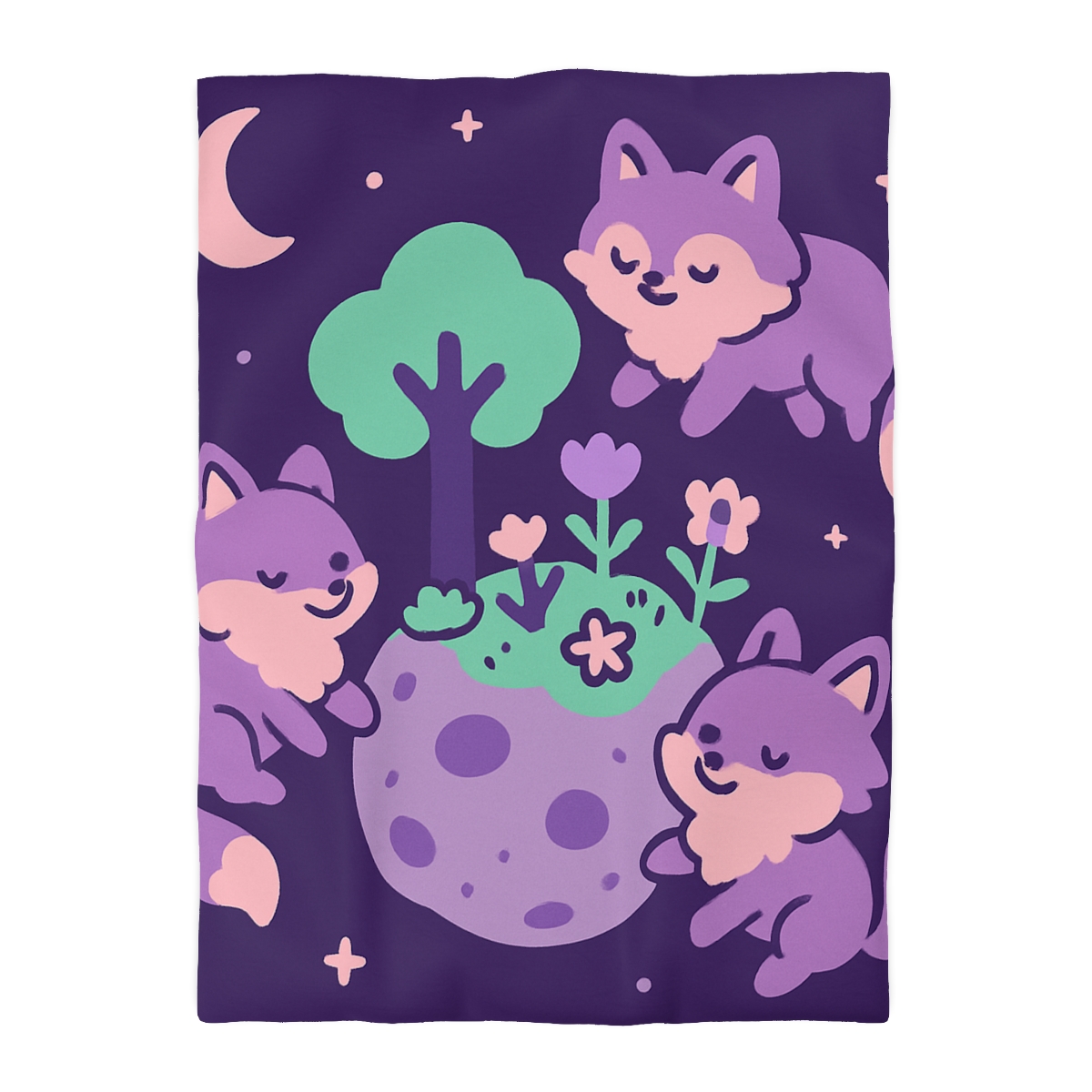 Galaxy Garden Of Floating Foxes designer printed duvets