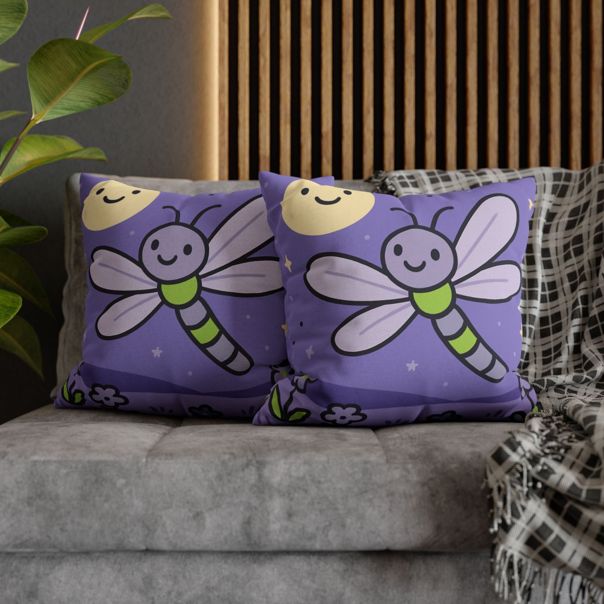 Moonlight Meadow Dragonfly personalized pillow covers