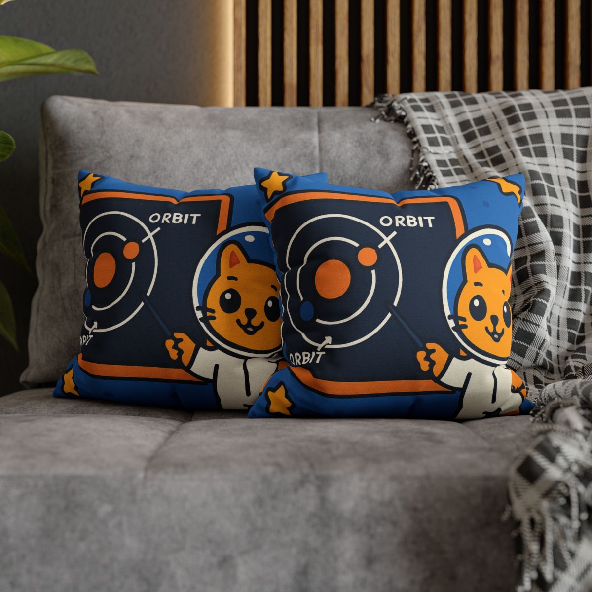 Comet Classroom Cat And The Orbit Chalkboard stylish decorative pillowcases