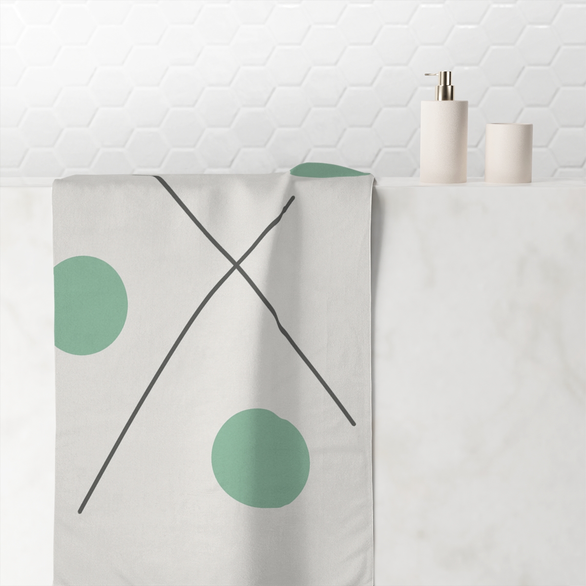 Sparse Circular And Line Cluster designer printed towels