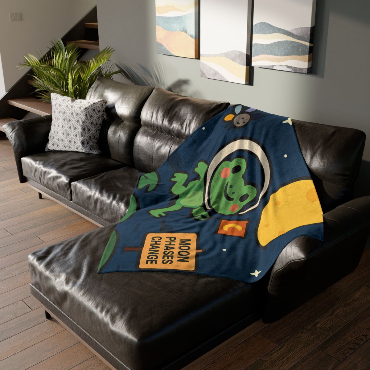 Moonlight Marsh Frog Astronaut trendy patterned blankets