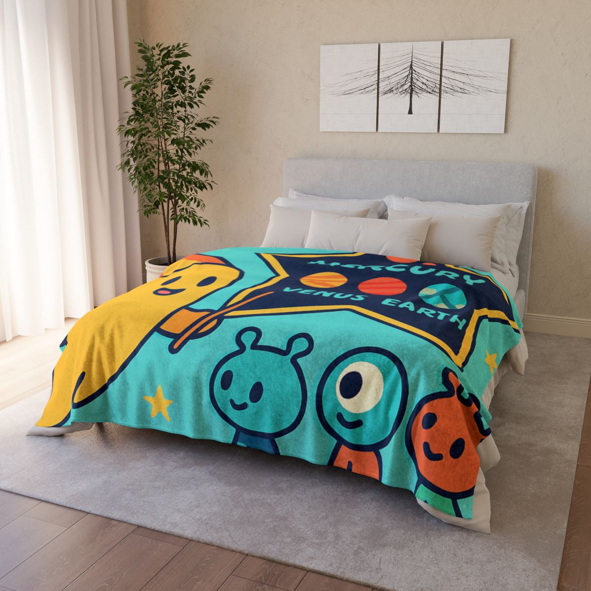 Comet Classroom On A Floating Asteroid personalized cozy blankets