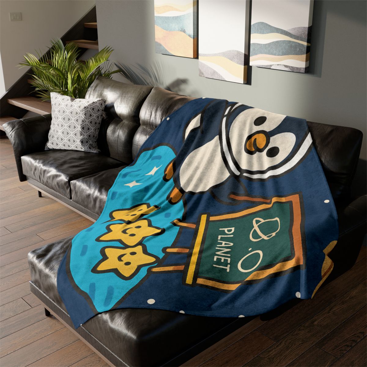 Comet Classroom With Captain Penguin trendy patterned blankets