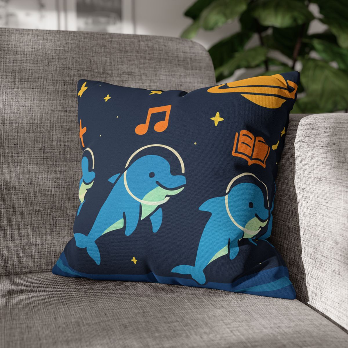 Space School Of The Ocean Dolphins designer print pillow cases