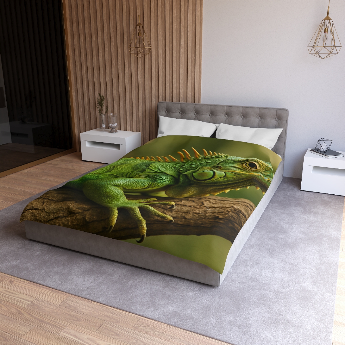 Emerald Drift Green Iguana personalized bedding duvets