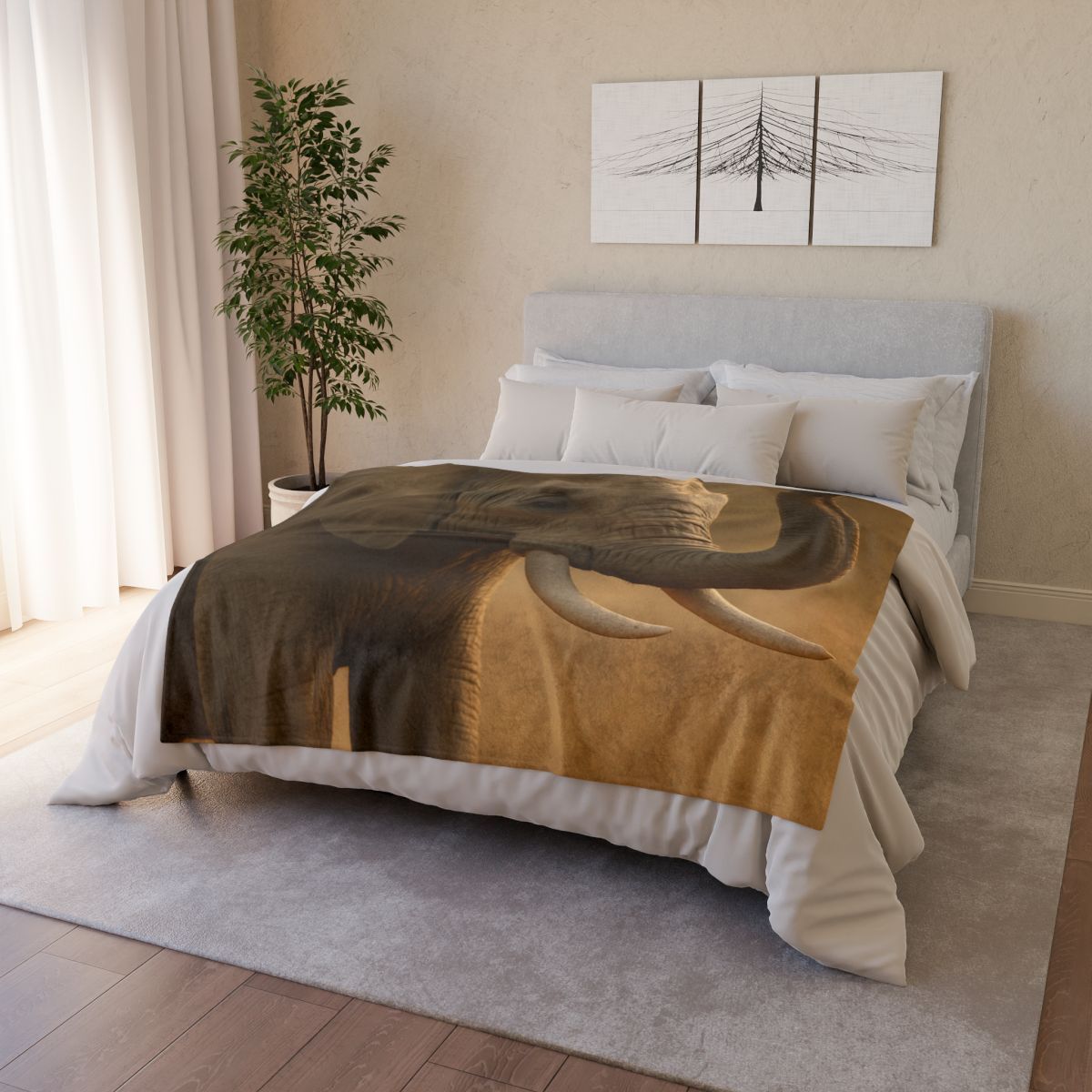 Savannah Sentinel Elephant stylish throw blankets