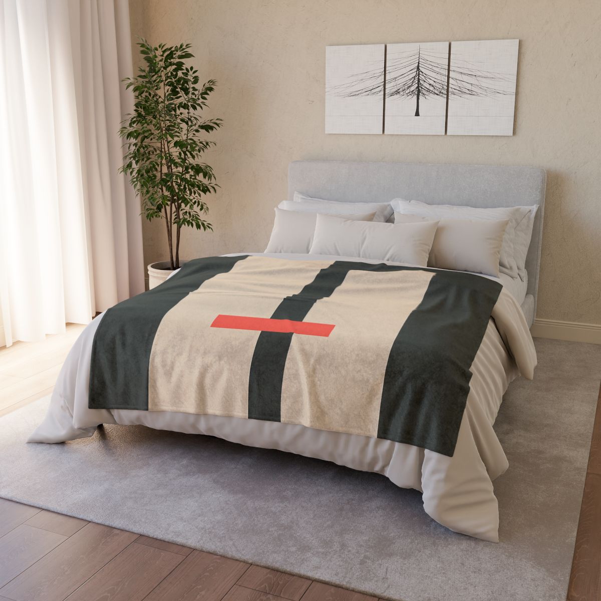 Offset Rectangle Pause soft fleece blankets