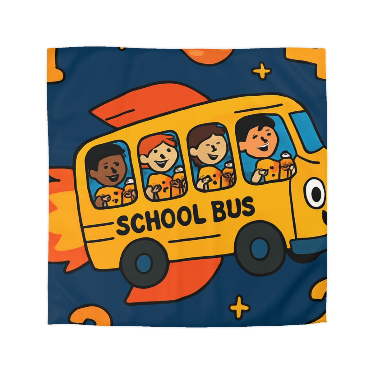 Rocket School Bus To Planet Math personalized bedding duvets